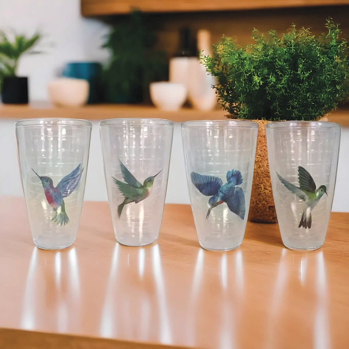 Set of 4 Hummingbird Tumblers, , large
