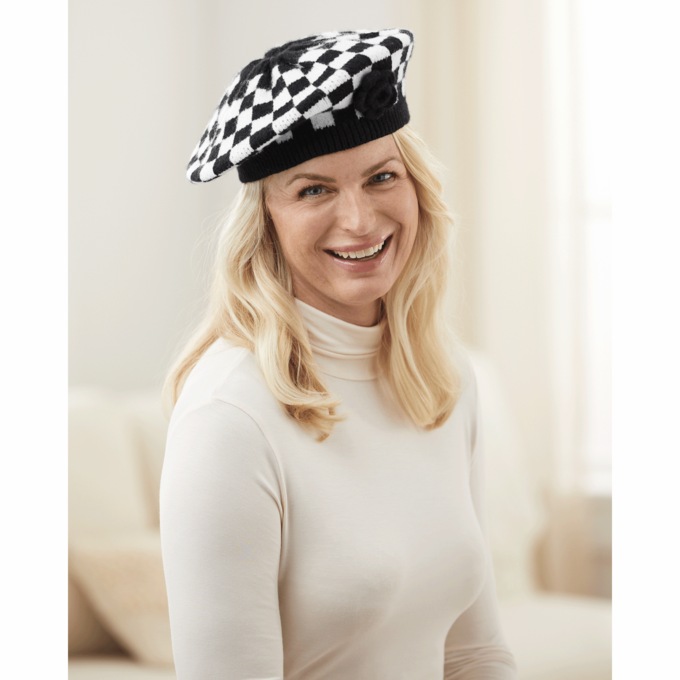 Knit Flower Beret, , large