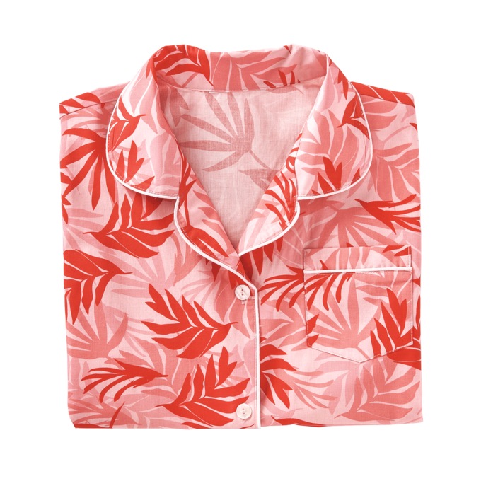 Woven Print Pajama, Salmon Palm, large