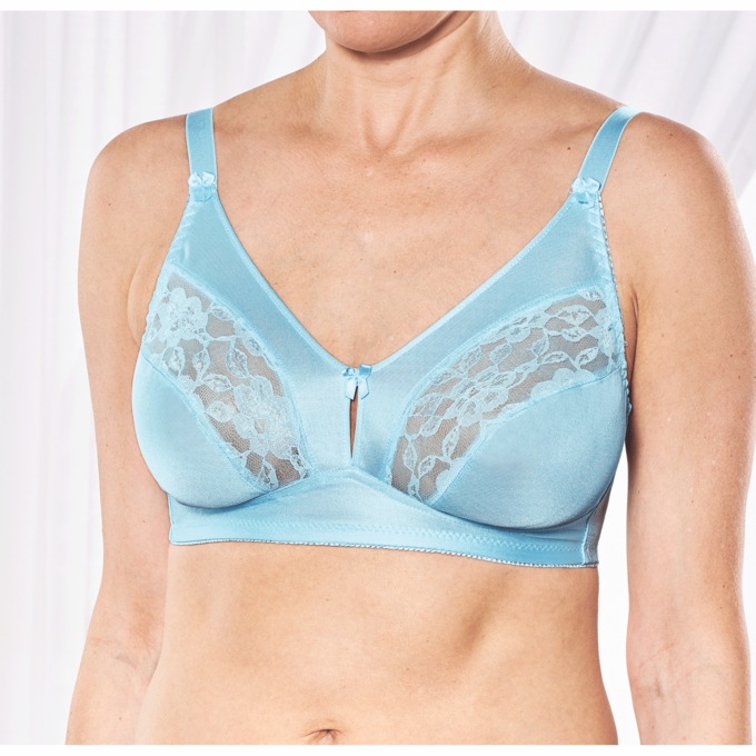 2-Pack Instant Shaping by Plusform Lace-Inset Wire-Free Bras, Blue, large