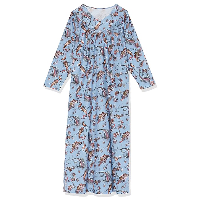 Flannel Nightgown, Blue Paisley, large