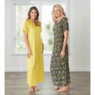 2-Pack Long Tricot Nightgowns, Wispy Floral Yellow, large