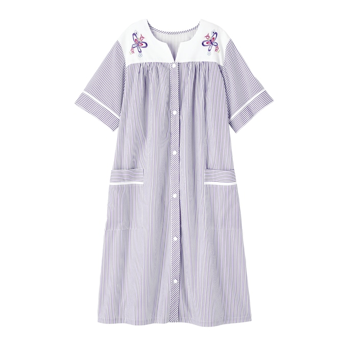 Embroidered Striped Duster, , large