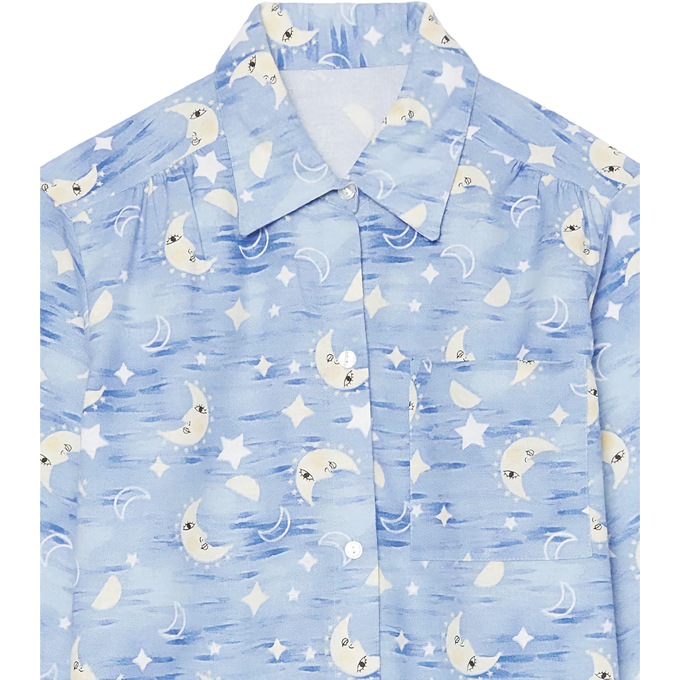 Printed Flannel PJs or Nightshirt, Moon Stars, large