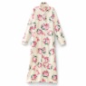 Ribbed Fleece Robe, Ivory Pink Floral, large