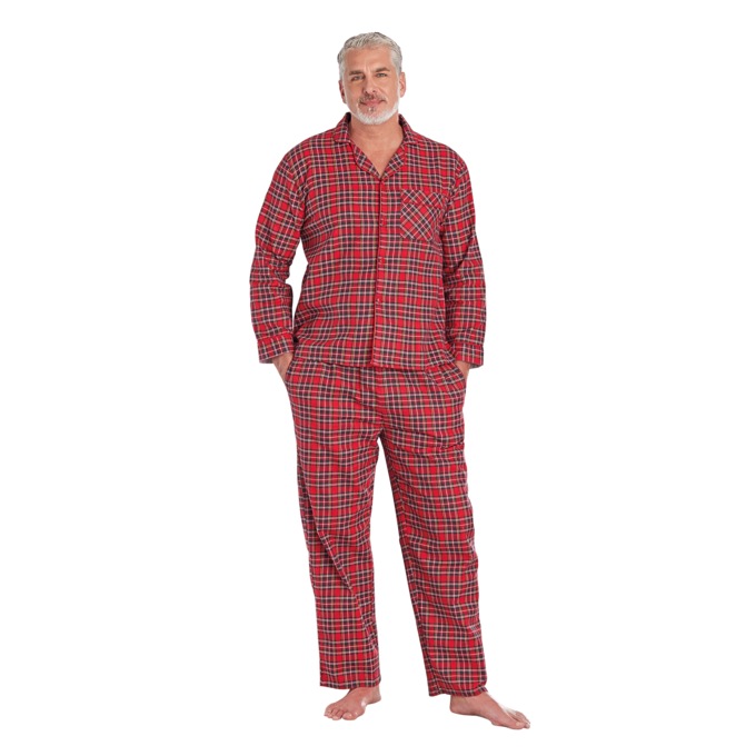 Men's Flannel PJ, Red Plaid, large