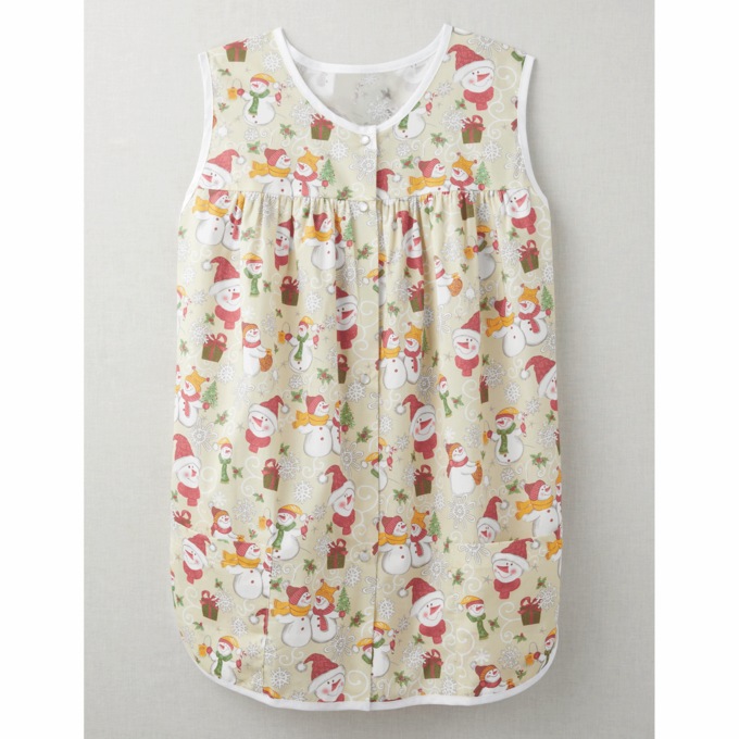 Easy-Care Button-Front Cobbler Apron, Happy Holly Maize, large