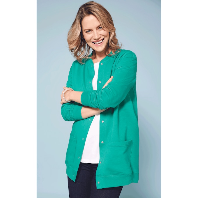 Snap-Front Cotton-Blend Women's Cardigan, , large