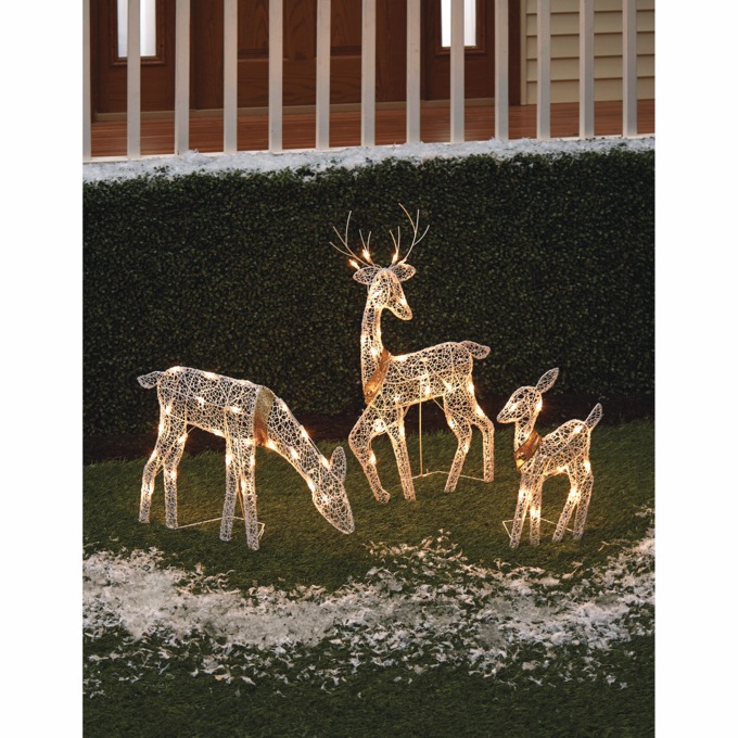 Set of 3 Lighted Deer, , large