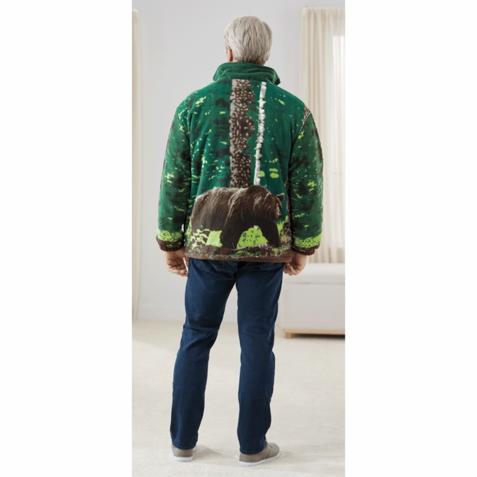 Men's Animal Fleece Jacket, , large