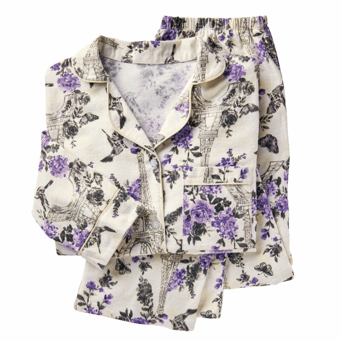 Cozee Corner Printed Flannel Pajamas, Ivory Tower, large