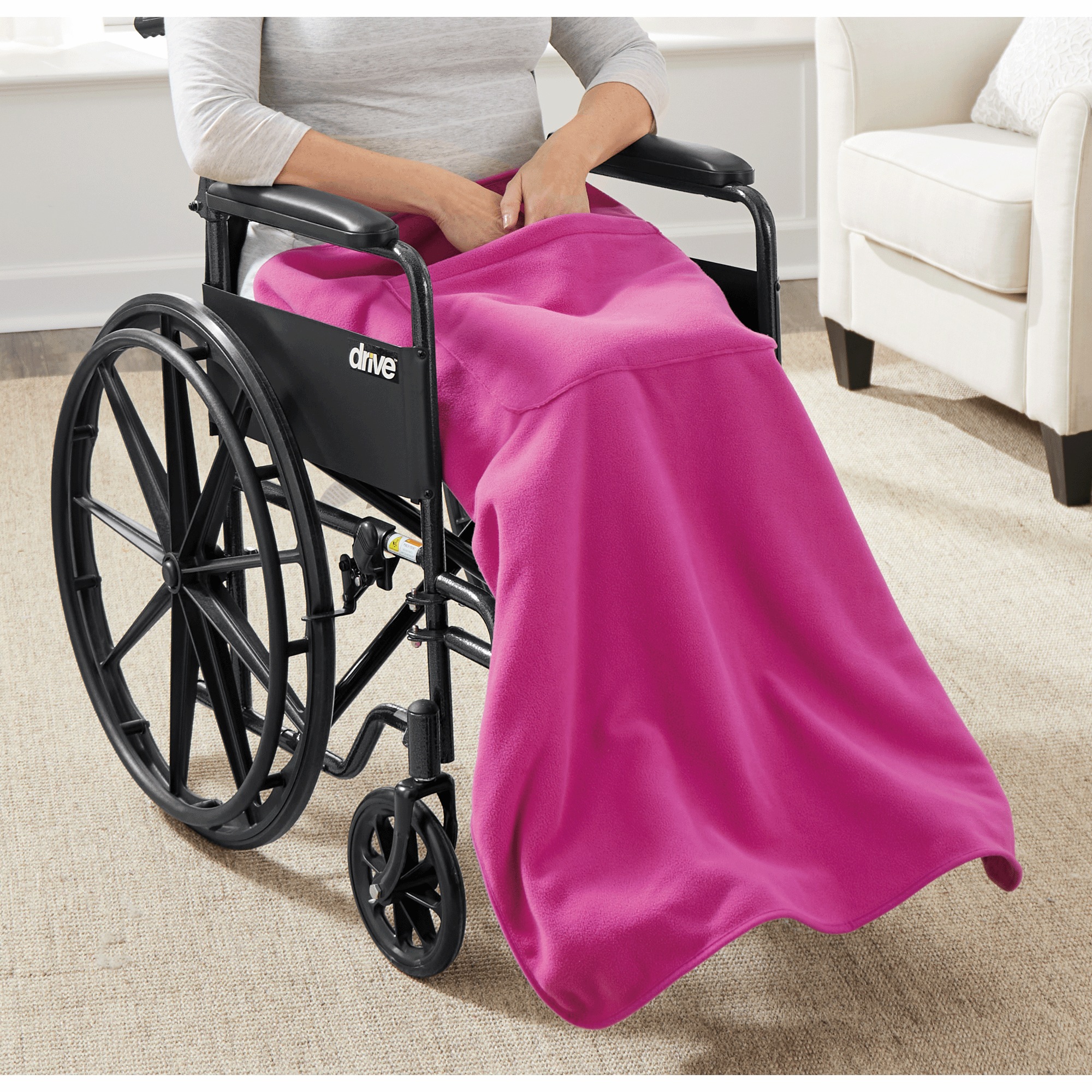Lightweight Wheelchair Blanket, Magenta, large