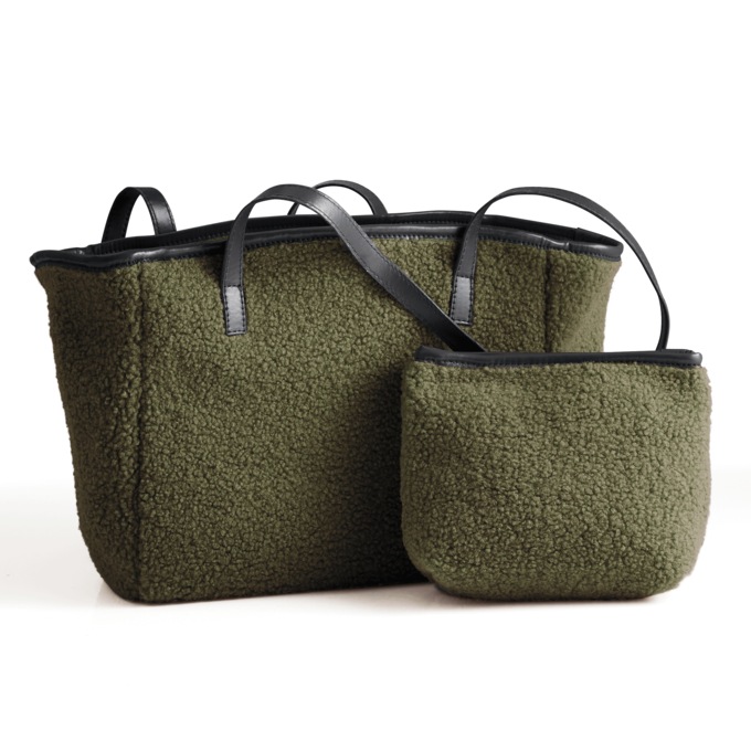 Sherpa Tote with Free Matching Pouch, Olive, large