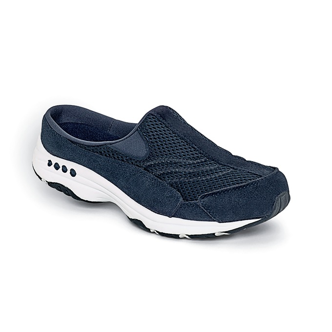 Traveltime Slip-On Sneaker, Navy Mesh Suede, large