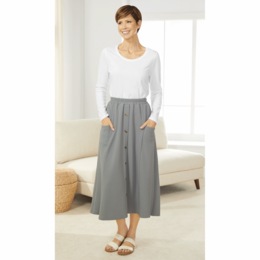 Ribbed Knit Midi Skirt, , large