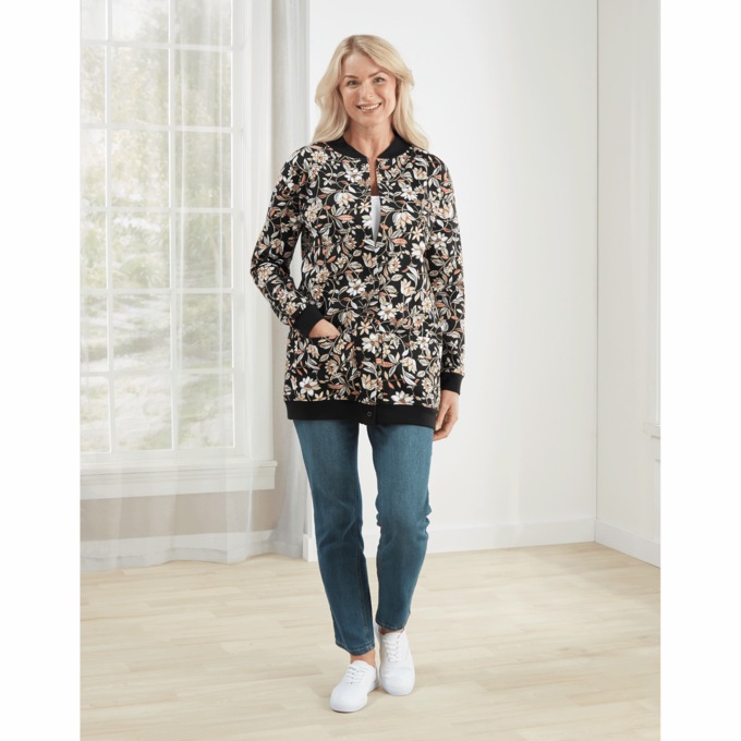 Snap-Front Cotton-Blend Women's Cardigan, , large