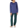 Women's Plaid Flannel PJ Set, Navy, large