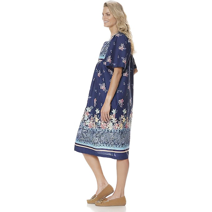 Border Print Patio Dress, Navy Border, large