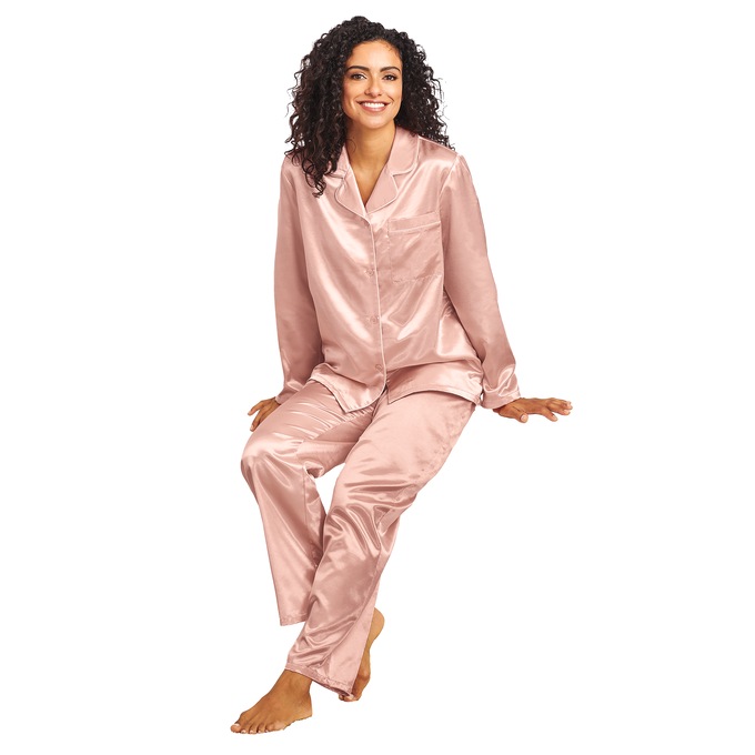 Satin Pajamas, Rose Gold, large