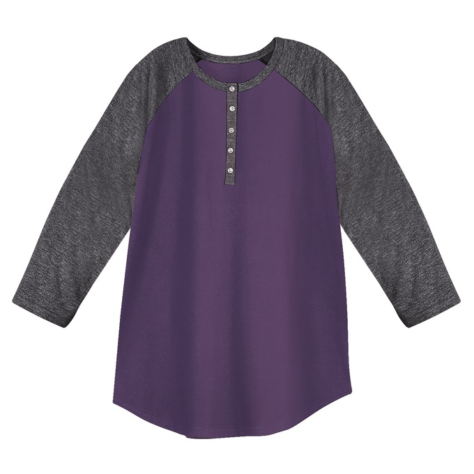 Henley Baseball Top, Purple Charcoal, large