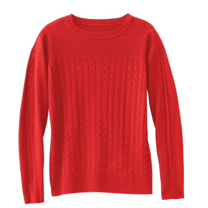 Cable Knit Pullover Sweater, , large