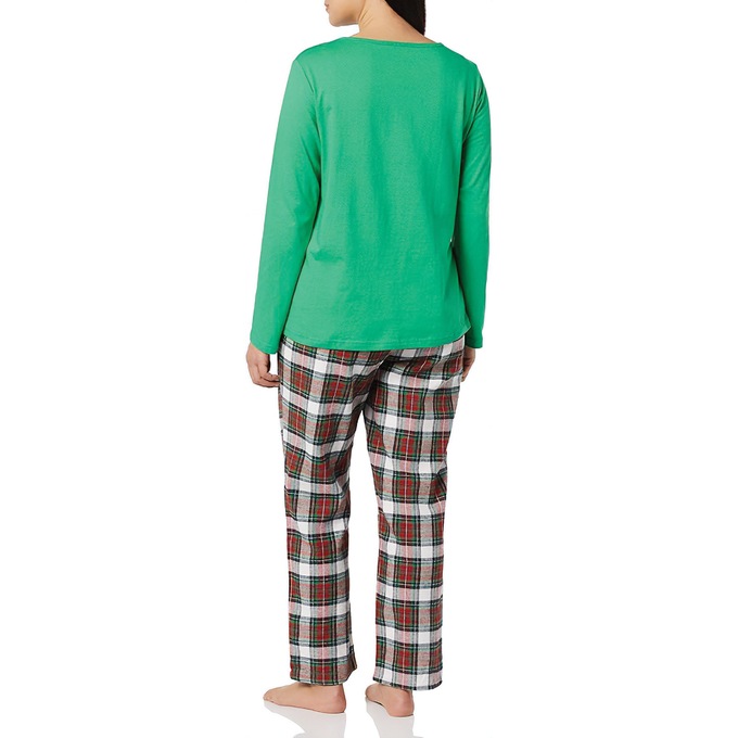 Women's Plaid Flannel PJ Set, Moss, large